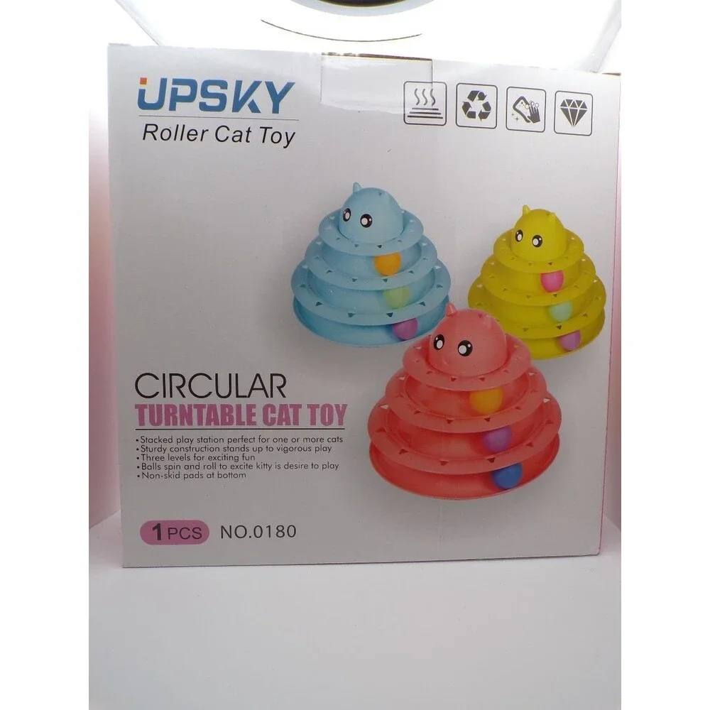 UPSKY Turntable Cat Toy Roller Circular 3-Level Interactive Ball Toy NO.0180